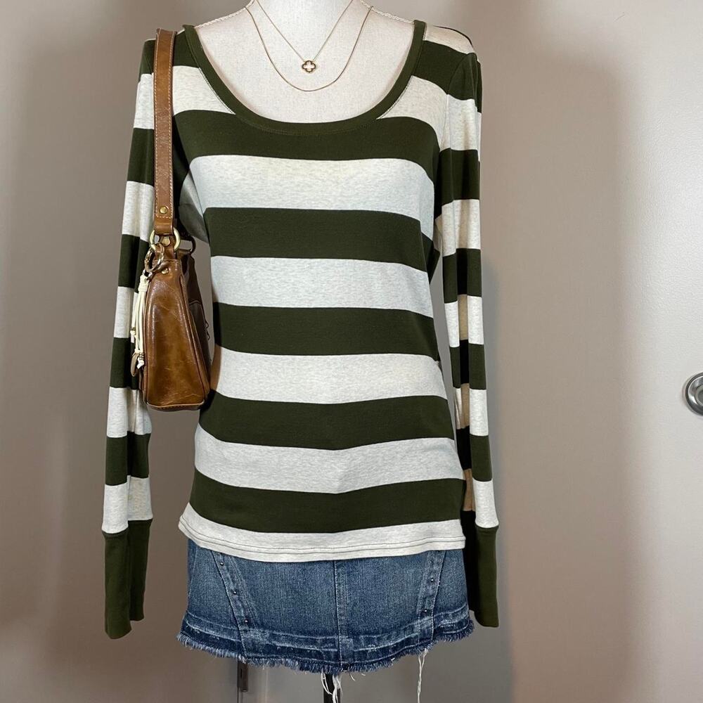 Aeropostale 2010 XL Green Striped Preppy Long Sleeve Shirt